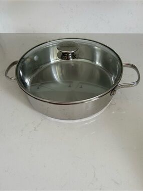 Wolfgang Puck 10” Stainless Steel Pan with 3” sides and with Glass Lid